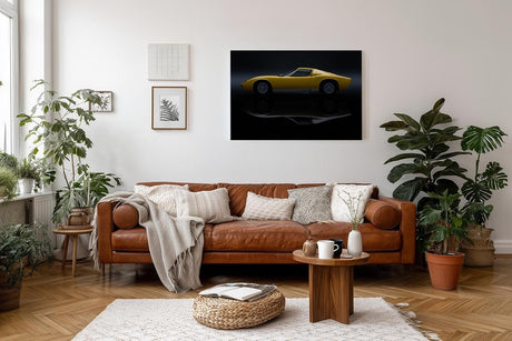 Sinus Art Wandbild 120x80cm Eindrucksvolles Seitenprofil eines ikonischen Sportwagens für stilvolle Akzente in Wohn- und Arbeitsräumen