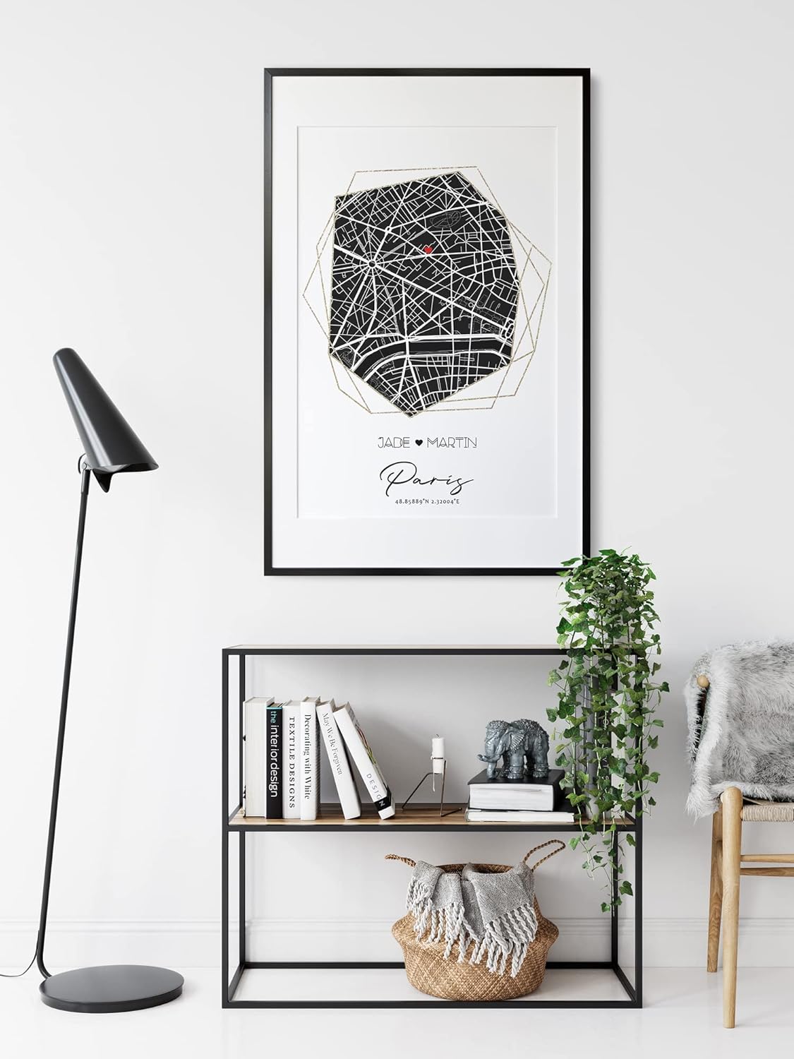 Paul Sinus Bilderrahmen einzigartig mit deinen GPS Koordinaten und Namen. 30cm x 42cm Holz Wechselrahmen mit Glas. personalisiertes Geschenk. (ohne Rahmen)
