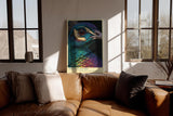Paul Sinus Wandbild in 40x60cm Spectral Plumes Detailreiches Pfauenportrait in kräftigen Farben