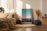 Paul Sinus Wandbild in 40x60cm Mountains at Rest mit von Sonnenlicht gefärbten Bergen unter klarem Himmel für elegante Wandgestaltung