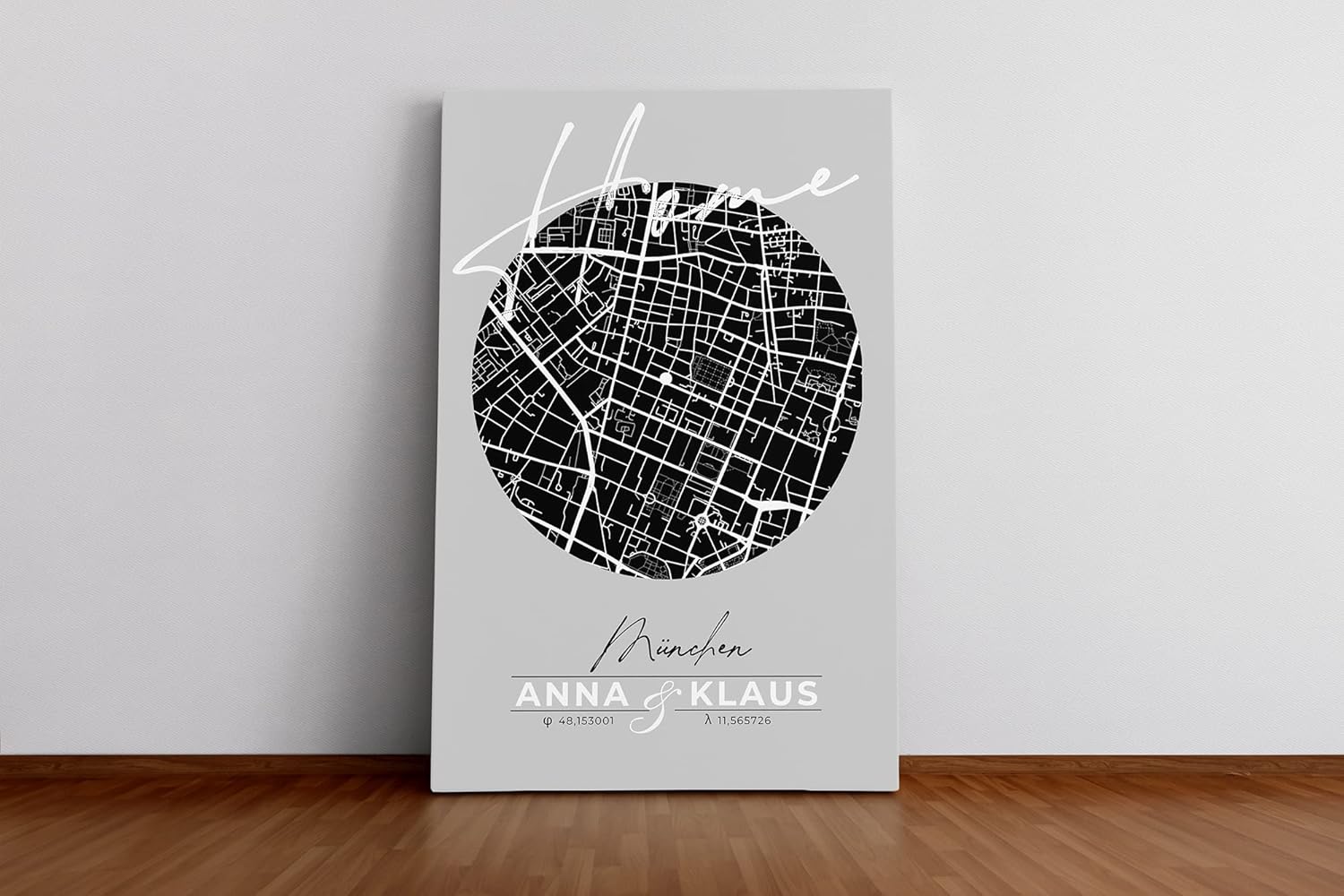 Paul Sinus personalisierter Bilderrahmen mit deinen GPS Koordinaten und Namen. 30cm x 42cm Holz Wechselrahmen mit Glas und Passepartout. Individueller Stadtplan. (ohne Rahmen)