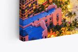 Paul Sinus Wandbild 120x80cm Honolulu Hawaii Küste Strand Nacht Meer Berg