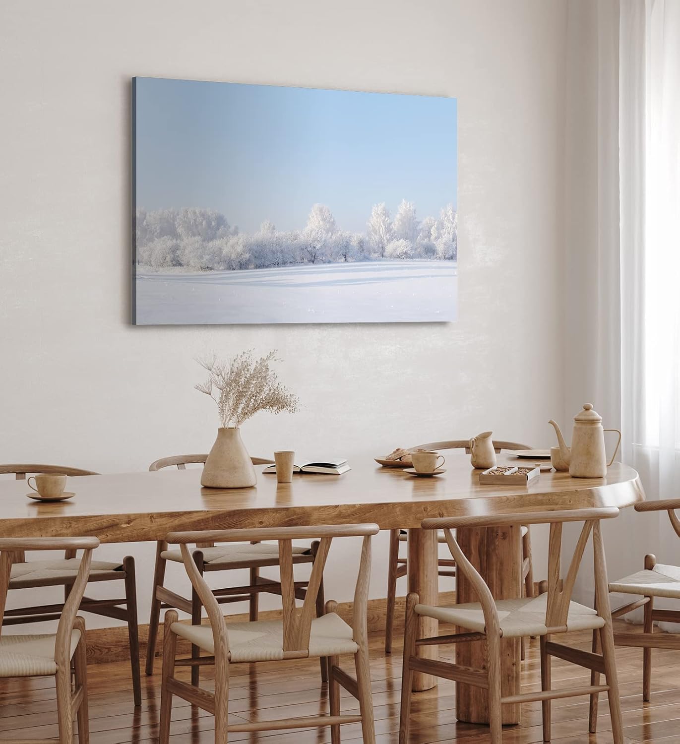 Paul Sinus Wandbild 120x80cm Schneelandschaft Schnee Bäume Weiß Winter