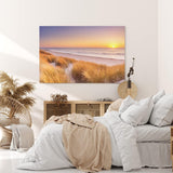Paul Sinus Wandbild 120x80cm Ostsee Horizont Sandstrand Strand Meer roter Himmel