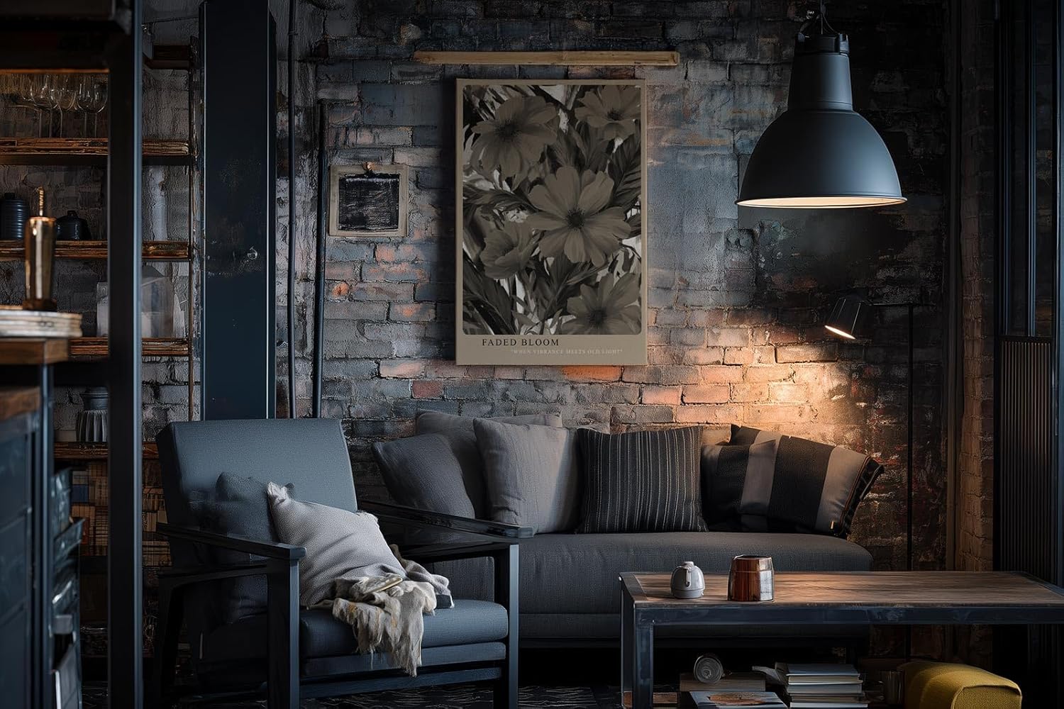 Paul Sinus Wandbild in 40x60cm Faded Bloom – Sepiafarbene Blüten im nostalgischen Stil mit malerischer Struktur