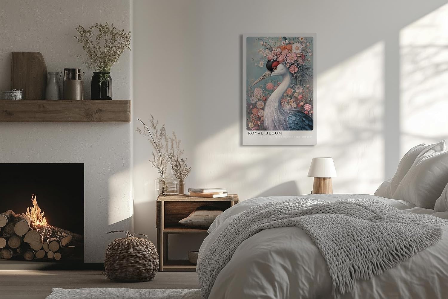 Paul Sinus Leinwandbild 40x60cm Blühender Kranich majestätisch elegant harmonisch kunstvolle Wandkunst surreal faszinierend sanfte Farben detailreich