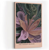 Paul Sinus Wandbild in 40x60cm The Hidden Bloom – Abstraktes Blumenmotiv in gedeckten Rosa-, Lilaund Grüntönen mit plastischer Struktur