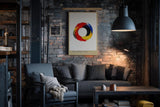 Paul Sinus Wandbild in 40x60cm The Color Cycle – Kreisförmige abstrakte Farbkomposition in Rot, Gelb, Blau und Schwarz