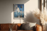 Paul Sinus Wandbild in 40x60cm The Sky Road mit Palmenallee und dramatischem Wolkenhimmel vor blauen Bergen für eindrucksvolle Wandgestaltung
