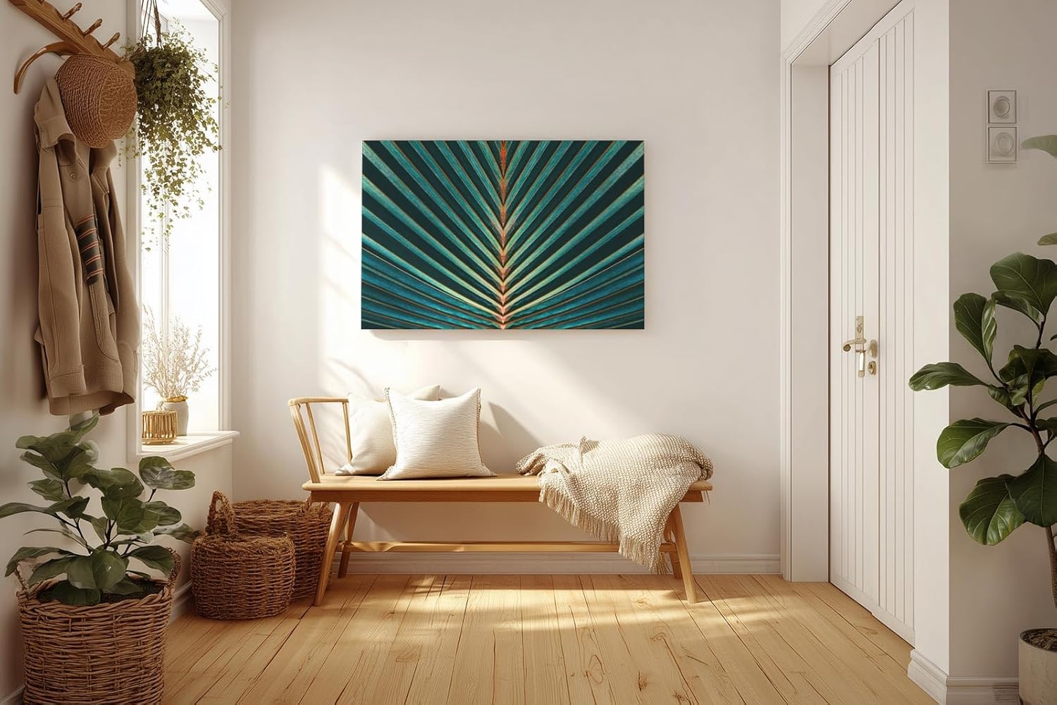 Sinus Art Wandbild 120x80cm Grafisches Palmenblatt mit symmetrischer Form – faszinierender Blickfang