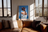 Paul Sinus Wandbild in 40x60cm The Flower Crowned Summer Romantic Woman with Floral Hair Wreath by the Sea in Sunlit Colors