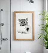 Paul Sinus Poster/Leinwandbild/Rahmenoption Lustiges Mausbild – Humorvolle Klo-Deko mit süßer Maus auf Klopapierrolle
