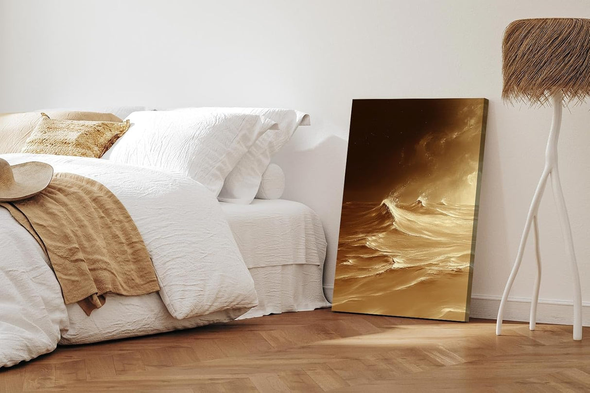 Paul Sinus 60x90cm Wandbild, Atemberaubende Energie in Fokuswellen – Naturgewalt in goldbrauner Ästhetik