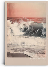 Paul Sinus Leinwandbild 80x120cm Ozeanpoesie – Kraftvolle Meereswelle mit sanften Pastelltönen und Vintage-Charme für eine harmonische Raumwirkung