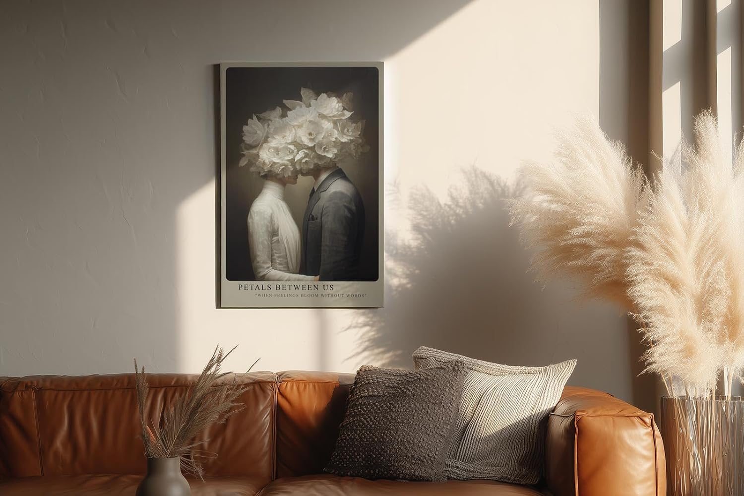 Paul Sinus Wandbild in 40x60cm Petals Between Us – Ausdrucksstarke Kunst mit blühenden weißen Blüten als Symbol für stille Verbundenheit