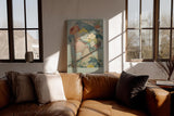 Paul Sinus Wandbild in 40x60cm The Garden Inside Her – Zartes Porträt einer Frau mit Blütenkrone und Vogel in pastellfarbener Komposition