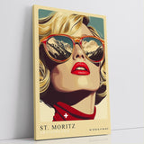 Paul Sinus Leinwandbild 60x90cm Leinwandbild St. Moritz Retro Glamour Alpen Eleganz Fashion Kunst stilvolle Ästhetik luxuriöse Reisezeit moderne Dekoration