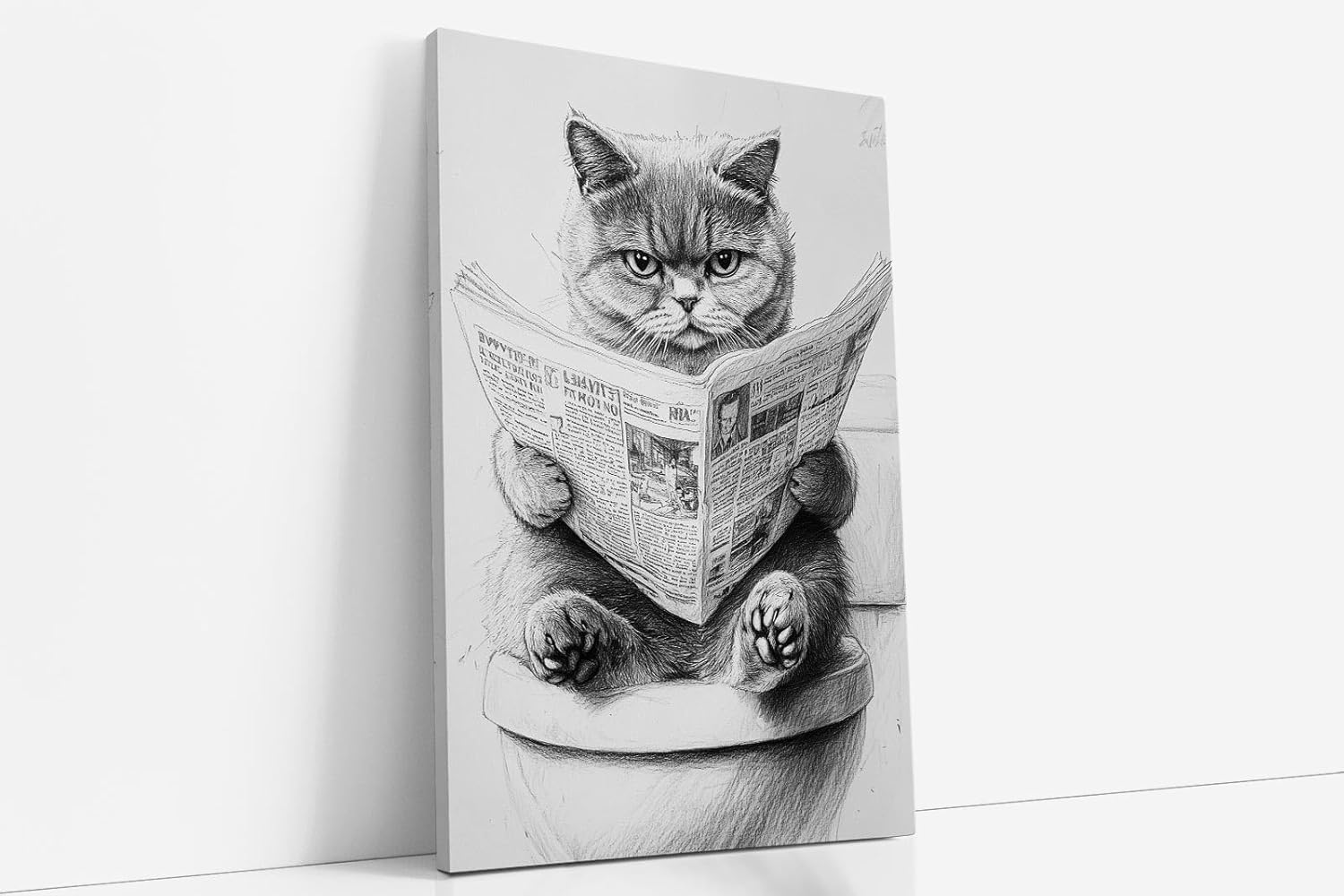 Paul Sinus Poster/Leinwandbild/Rahmenoption Lustiges Katzenbild – Witzige Klo-Deko für dein Badezimmer – Perfekt für Gäste-WCs