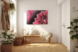 Sinus Art Wandbild 120x80cm Die glänzenden Tautropfen auf den roten Blütenblättern verleihen dem Bild eine frische Note