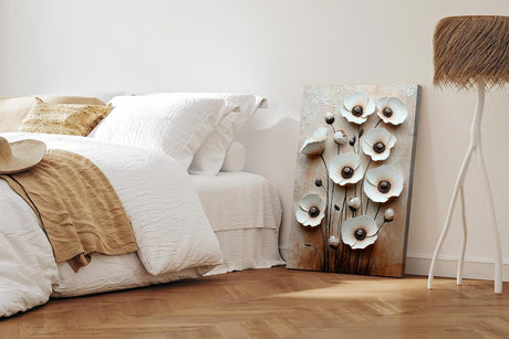 Paul Sinus 60x90cm Wandbild Floral Elegance – Stilvolle Blütenpracht in plastischer Anmutung auf Leinwand Holzrahmen