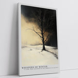 Paul Sinus Leinwandbild 60x90cm Winterstille – Einsamer Baum in verschneiter Landschaft mit dramatischem Himmel und melancholischer Atmosphäre