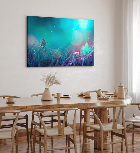 Paul Sinus Wandbild 120x80cm Schmetterling Wiese Blau Frühling Fotokunst Gras