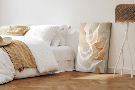 Paul Sinus 60x90cm Wandbild, Magische Harmonie in Fokusformen – Abstrakte Eleganz in sanften Beigetönen