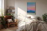 Paul Sinus Wandbild in 40x60cm Pastellfarbene Hügellandschaft im Sonnenaufgang mit sanftem Farbverlauf am Himmel