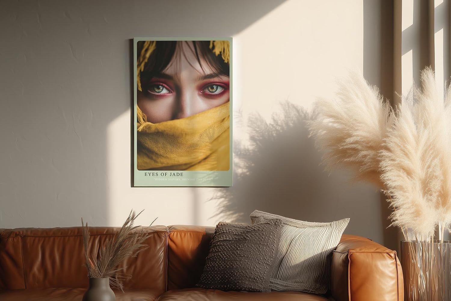 Paul Sinus Wandbild in 40x60cm Eyes of Jade – Intensiver Blick mit grünen Augen und gelbem Tuch