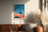 Paul Sinus Wandbild in 40x60cm Baum auf farbintensiver Hügellandschaft – minimalistisches Naturmotiv mit grafischem Farbkontrast
