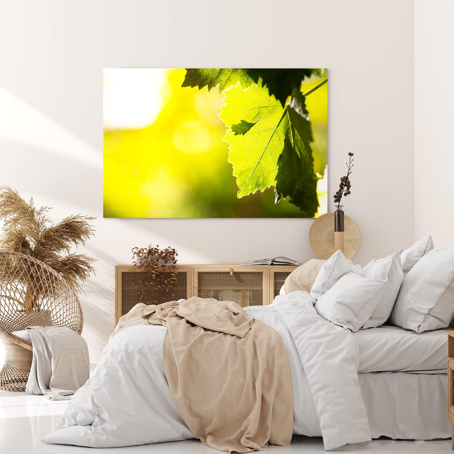 Paul Sinus Wandbild 120x80cm Eichenblatt Blatt Grün Sonnenschein Baum Fotokunst