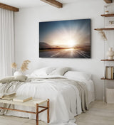 Paul Sinus Wandbild 120x80cm Straße Sonnenuntergang Berge Landschaft Sonnenstrahlen