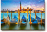 Sinus Art Wandbild 120x80cm Gondeln schaukeln vor San Giorgio Maggiore im warmen Licht der untergehenden Sonne
