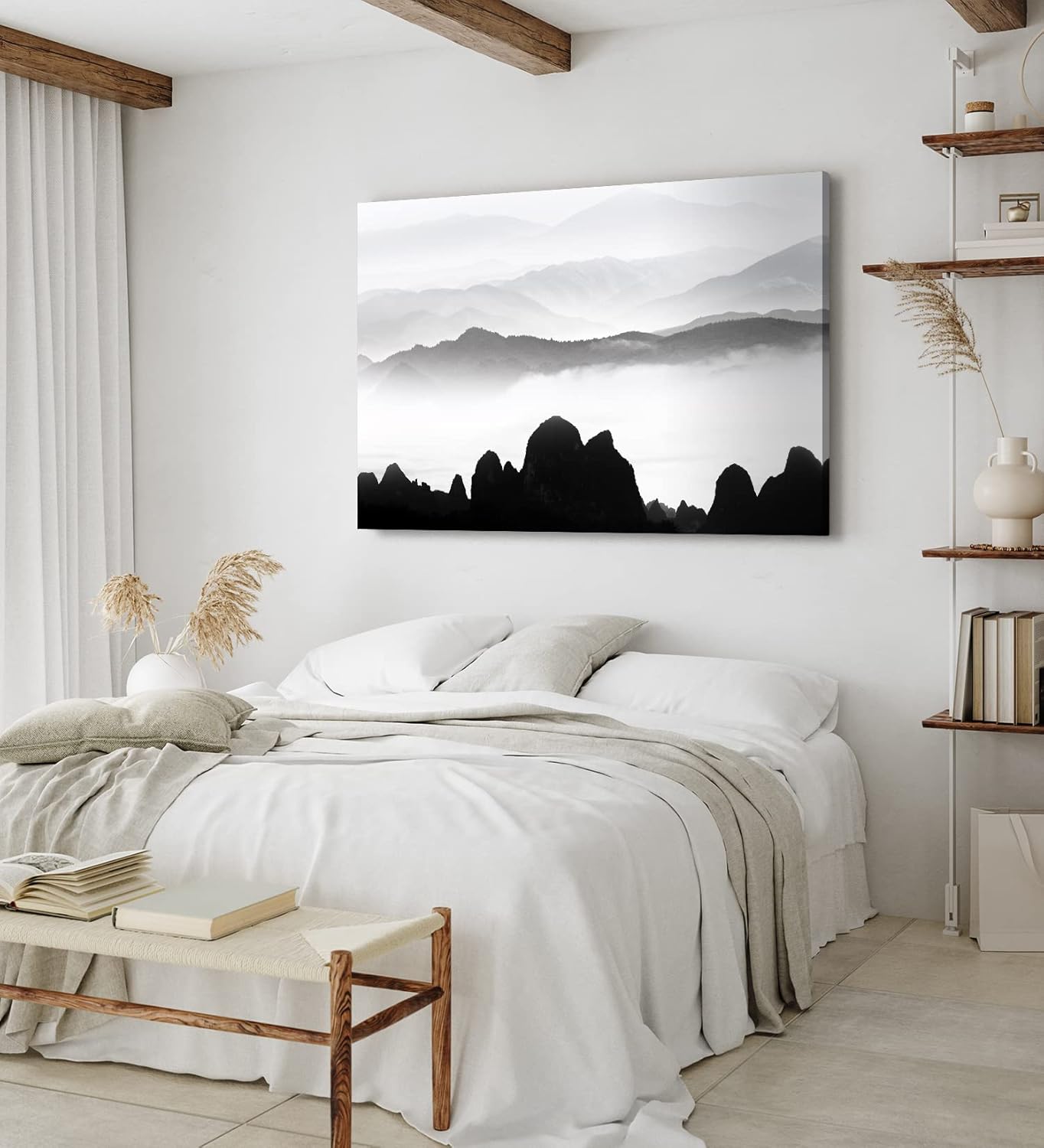 Paul Sinus Wandbild 120x80cm Schwarze weiße Berglandschaft Berge Gebirge Fotokunst Abstrakt