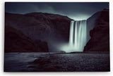 Paul Sinus Wandbild 120x80cm Wasserfall bei Nacht Norwegen Dunkel Fotokunst