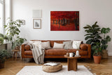 Sinus Art Wandbild 120x80cm Hochsättigtes Rot in Kombination mit natürlichen Brauntönen schafft ein warmes und dynamisches Raumerlebnis