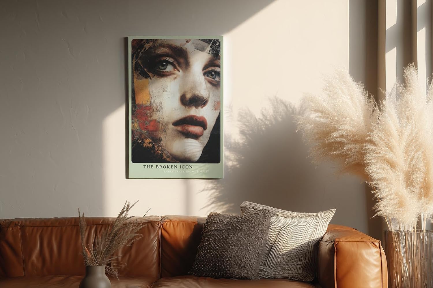 Paul Sinus Wandbild in 40x60cm Frauenporträt in fragmentierter Malweise – kraftvolles Mixed-Media-Kunstwerk für moderne Raumgestaltung