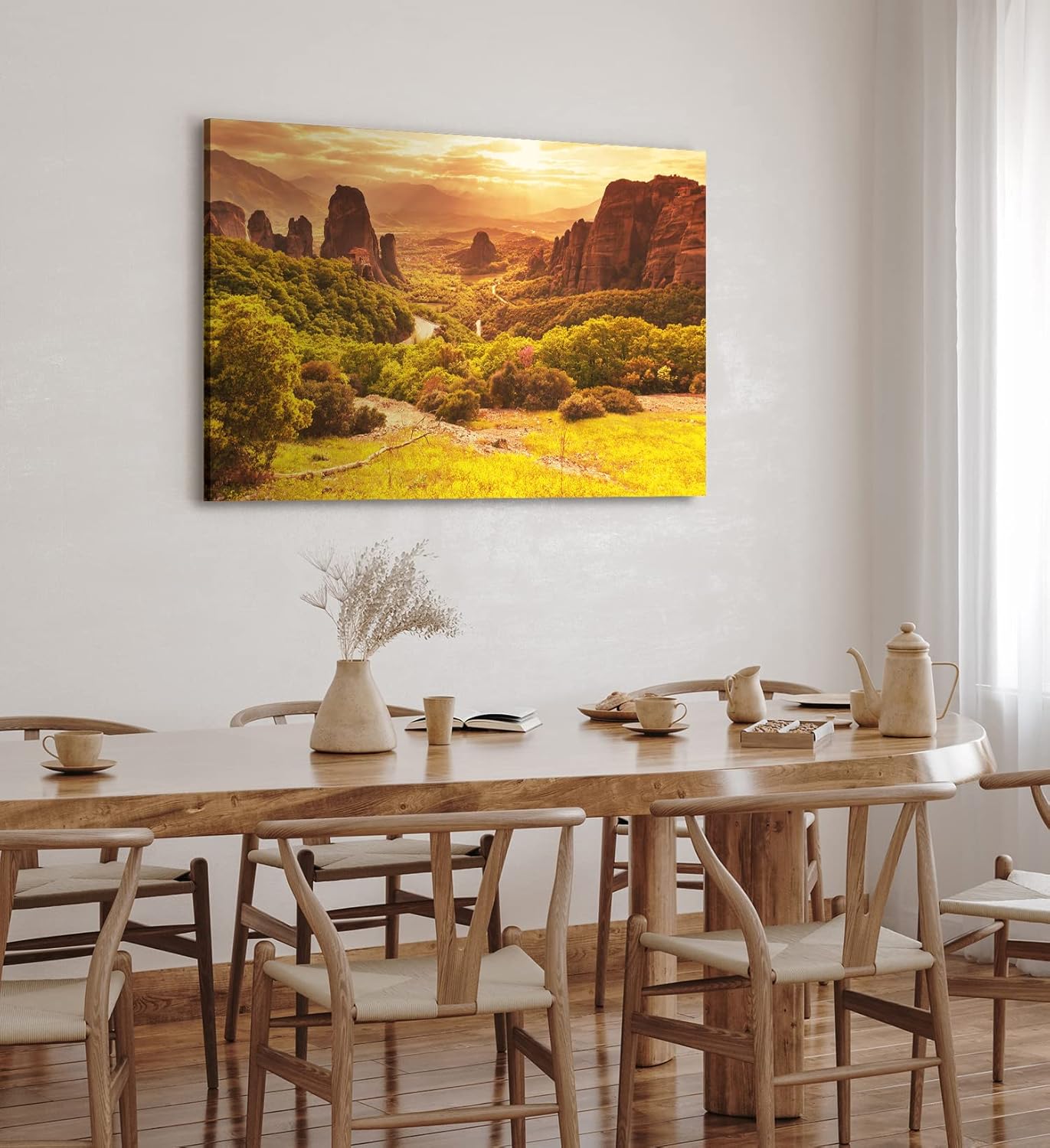 Paul Sinus Wandbild 120x80cm Meteora Kloster Griechenland Steinsäulen Landschaft Berge