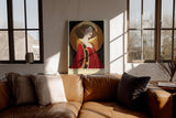 Paul Sinus Wandbild in 40x60cm Daughter of the Hidden Sun Stilisiertes Frauenporträt in Rot und Gold mit ornamentalen Details für luxuriöse Raumgestaltung