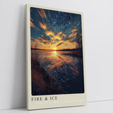 Paul Sinus Leinwandbild 60x90cm Fire & Ice spektakuläre Landschaft brennender Himmel gefrorener See Sonnenuntergang dramatisch kontrastreich