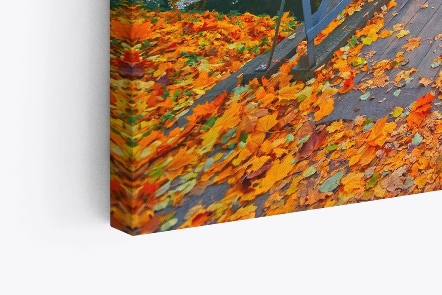 Paul Sinus Wandbild 120x80cm Herbstblätter Herbst Holzbrücke Bach Sonnenschein