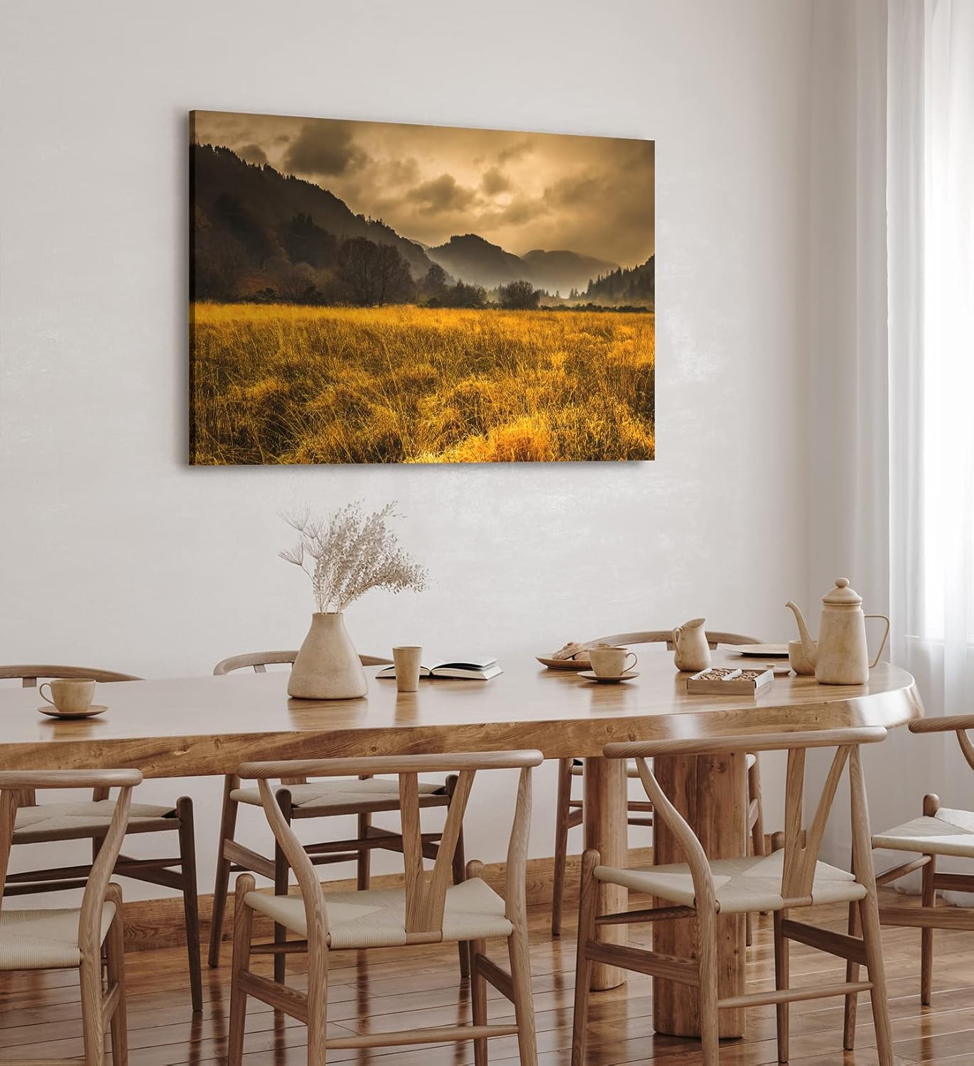 Paul Sinus Wandbild 120x80cm Landschaftsbild Natur Feld Berge dunkler Himmel