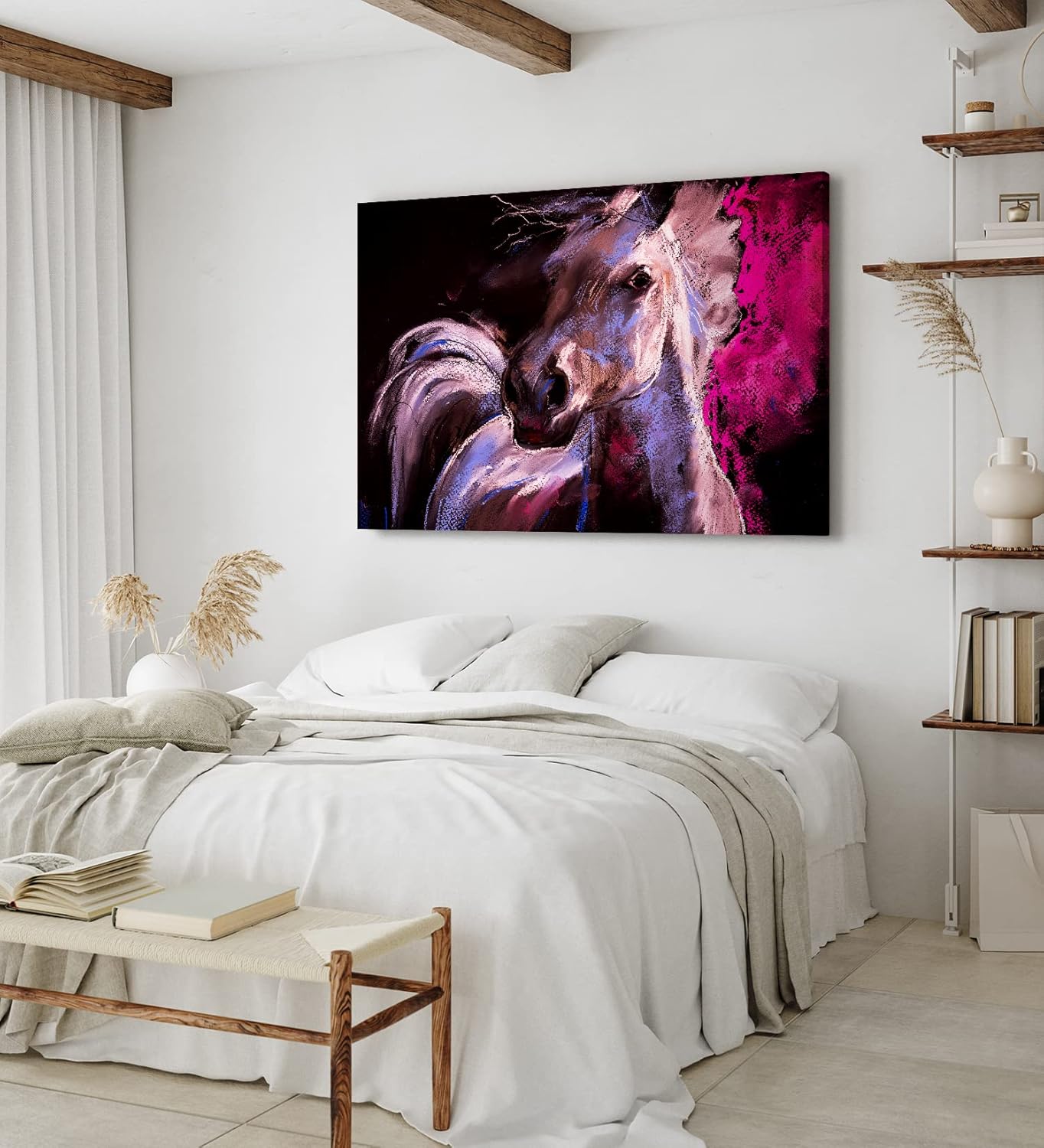 Paul Sinus Wandbild 120x80cm Pferd Wildpferd Mustang Kunstvoll Abstrakt Rosa