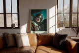 Paul Sinus Wandbild in 40x60cm Come Fly With Me Retro Pilot Woman in Aviator Jacket and Goggles in Sunlit Cockpit