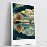 Paul Sinus Leinwandbild 60x90cm Spiegel der Natur – Faszinierende Landschaft mit surrealen Farben, Wolkenspiegelung und beruhigender Atmosphäre