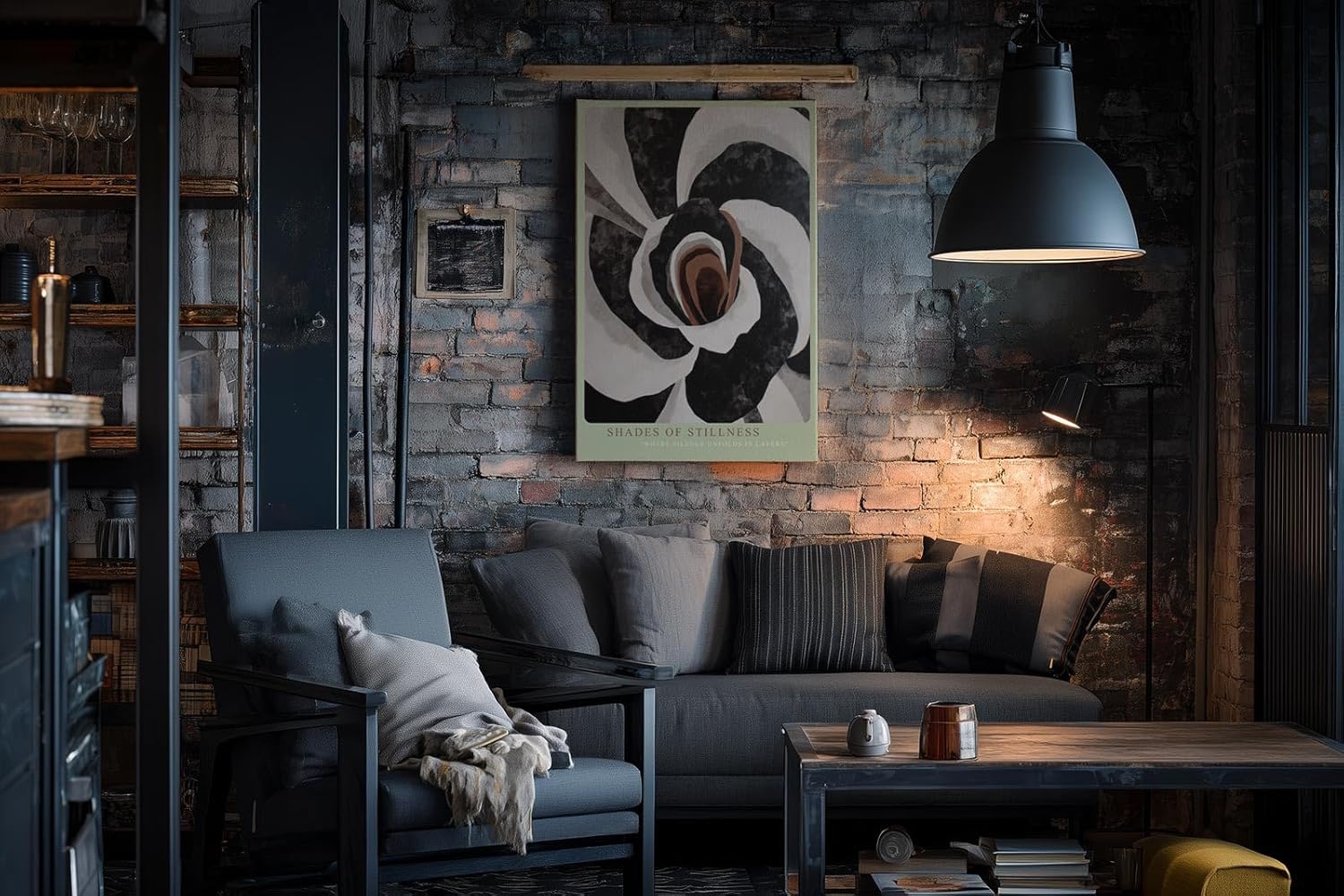 Paul Sinus Wandbild in 40x60cm Shades of Stillness – Abstraktes Blütenmotiv in Schwarz-, Weißund Brauntönen
