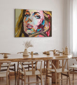Wandbild 120x80cm Porträt einer jungen Frau Kunstvoll Farbenfroh Abstrakt