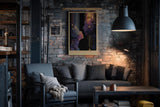 Paul Sinus Wandbild in 40x60cm The Kiss Between Stars – abstrakte Silhouetten im kosmischen Lichtspiel, kunstvolle Darstellung von Nähe und Universum