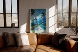 Paul Sinus Wandbild in 40x60cm The Palm Road mit malerischen Palmen und blauem Gebirgsblick in endloser Tiefe für stilvolle Raumgestaltung