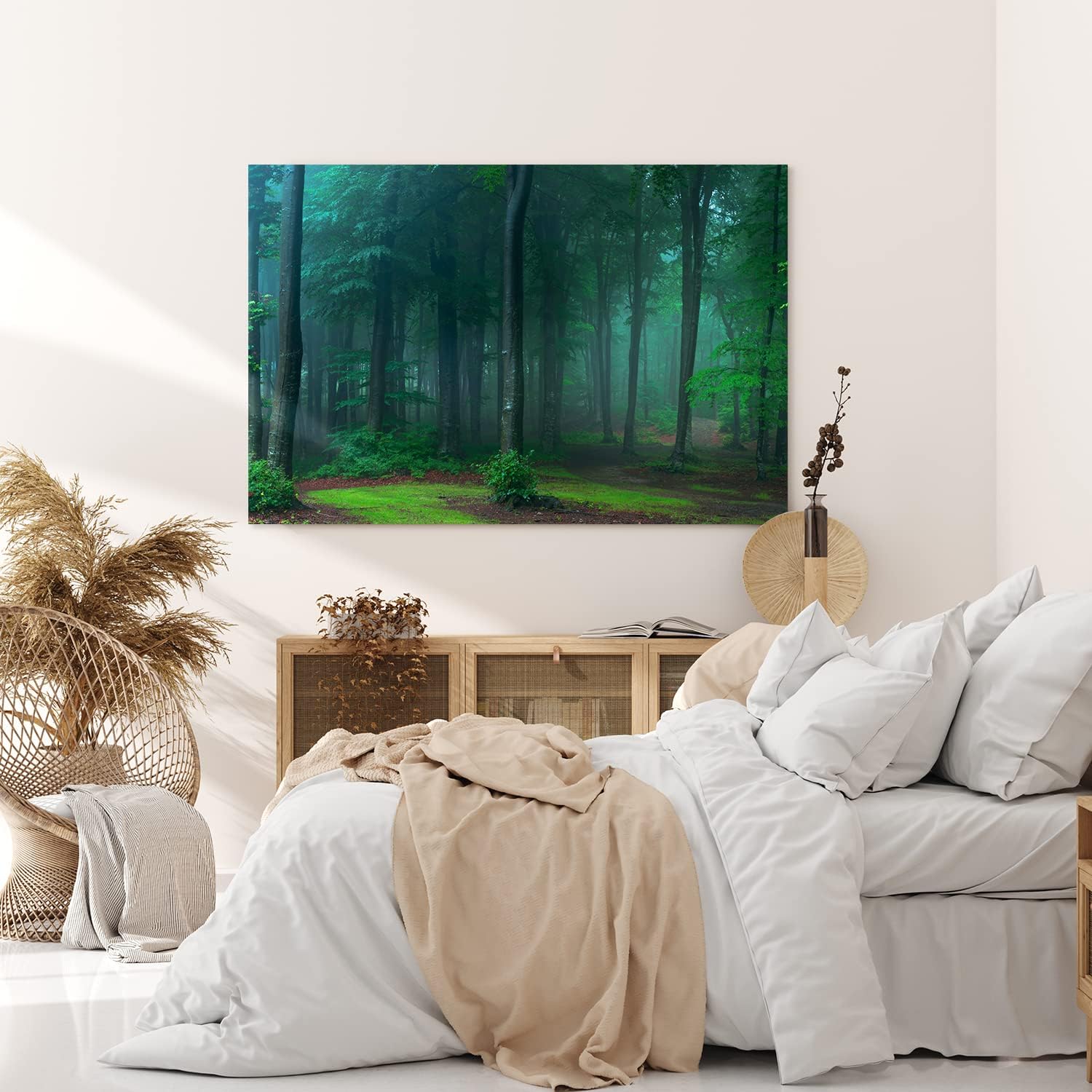 Paul Sinus Wandbild 120x80cm Dunkler Wald Bäume Natur Grün Moos